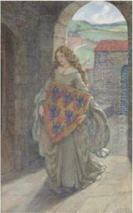 Lancelot And Elaine - Then To
Her Tower She Climbed And Took Theshield, Thus Kept It And So Lived In
Fantasy. The Idylls Of Theking, Alfred Tennyson by Eleanor Fortescue Brickdale