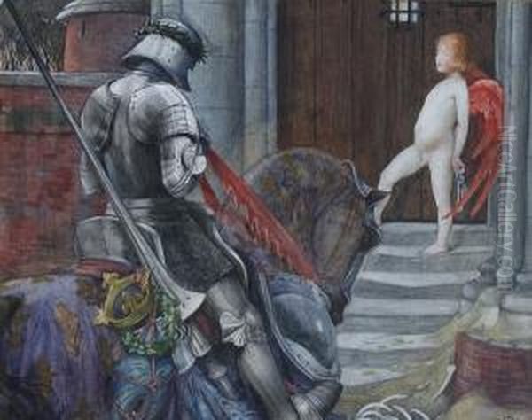 A Knight And Cupid Before A Castle Door - view 1