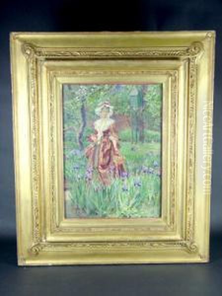 'madame Placid'; Watercolour,
Signed With Monogram, Bears Ernest Brown & Phillips, The Leicester
Galleries, London, Label Attached To The Reverse, In A Good Gilt
Composition Art Nouveau Frame, 36x26.5cm - view 1