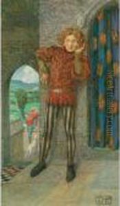"but Mordred Laid His Ear Beside The Door And There Half Heard":
The Coming Of Arthur by Eleanor Fortescue Brickdale