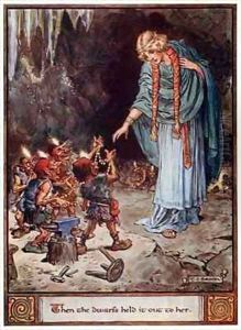 Then the dwarfs held it out to her by Charles Edmund Brock