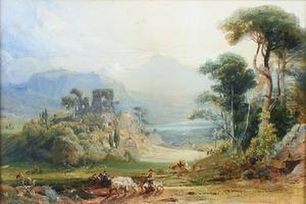 A Landscape With Castle Ruins And Figures - view 1