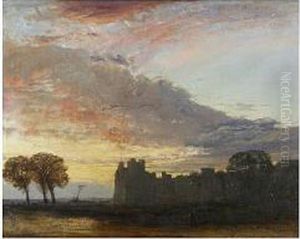 "old Chester" - The Silhouette Of The Castle At Sunset by Frederick Lee Bridell