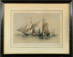 "h.m. Steam Frigate Gorgon" - Lithograph With Hand-colouring