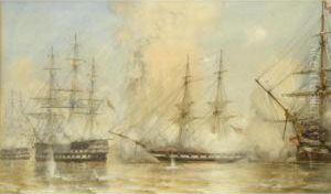 A Naval Engagement During The Crimean War by Sir Oswald Walter Brierly
