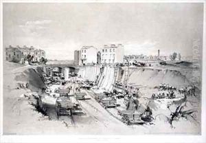 Building the retaining walls at Park Street, Camden Town by John Cooke Bourne