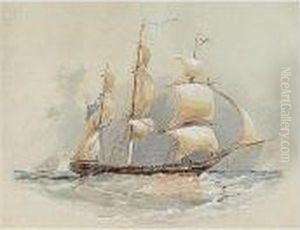 Full Sail On Open Seas by Sir Oswald Walter Brierly