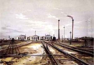 Eccentric for Shifting Rail, Locomotive Engine-House and Stationary Engine-House Chimneys by John Cooke Bourne
