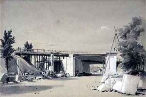 Denbigh Hall Bridge from the Road by John Cooke Bourne