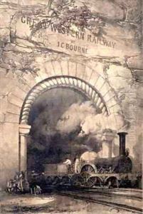 'Acheron' 2-2-2 locomotive emerging from a tunnel near Bristol