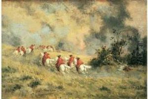 Cavaliers A La Charge Au Debut Du Xviiie Siecle by Louis Georges Brillouin