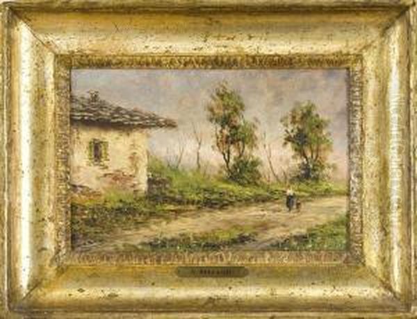Viale Di Campagna Con Casolare E Viandanti - view 1