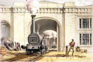 Entrance to Locomotive Engine House, Camden Town by John Cooke Bourne