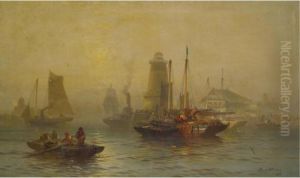 Fishing Boats In A Calm, Coast Of Maine by Franklin Briscoe