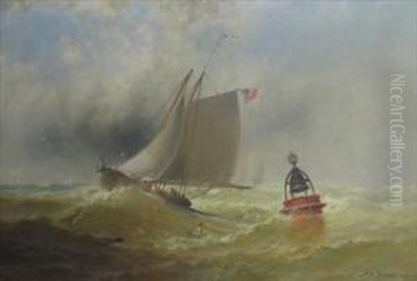 Sailboat In Stormy Seas - view 1