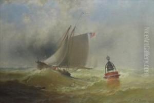 Sailboat In Stormy Seas by Franklin Briscoe