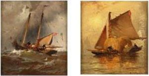 Sailboats At Sunset by Franklin Briscoe