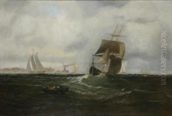 Shipping Offshore On A Breezy Day - view 1
