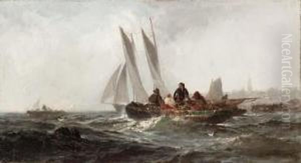 Fishing At Sunrise; Bringing In The Catch - view 1