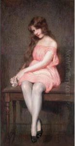 Girl In A Pink Dress by Gustave Brisgand