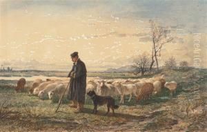 A Shepherd With His Flock