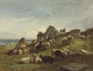 Shepherds Grazing Their Flock by Felix Saturnin Brissot de Warville