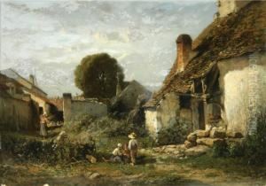 French Farmyard Scene by Felix Saturnin Brissot de Warville