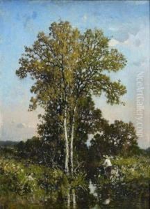 Pecheur Devant Un Arbre by Felix Saturnin Brissot de Warville