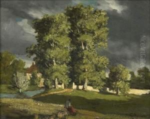 Paysanne Dans La Foret De Fontainebleau by Felix Saturnin Brissot de Warville