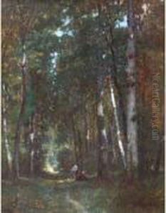 Couple De Forestiers Dans Un Sous Bois by Felix Saturnin Brissot de Warville