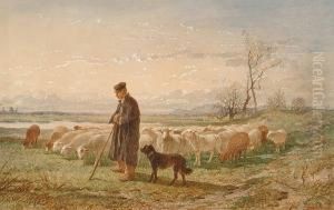 A Shepherd And His Flock by Felix Saturnin Brissot de Warville