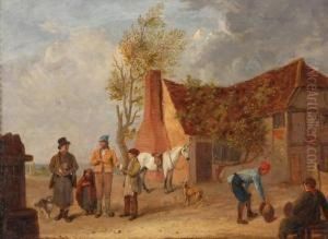 Figures And Animalsin A Yard