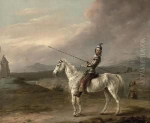 Don Quixote And Sancho Panzo Preparing To Attack A Windmill by Edmund Bristow