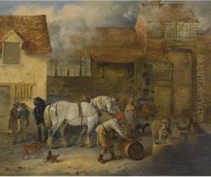 Dray Horses Outside A Brewery