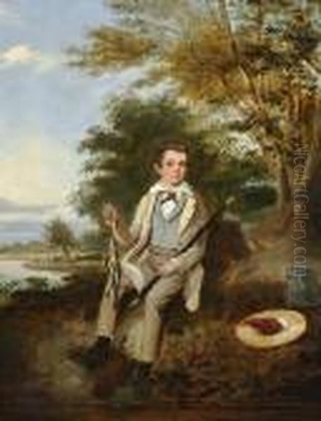 Young Boy Seated In A Landscape - view 1