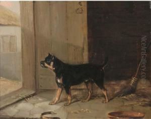 A Bullterrier Hearing A Visitor by Edmund Bristow