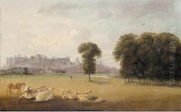 View Of Windsor Castle With Cattle In The Foreground - view 1