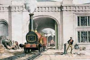 Entrance to the Locomotive Engine House, Camden Town, London by John Cooke Bourne