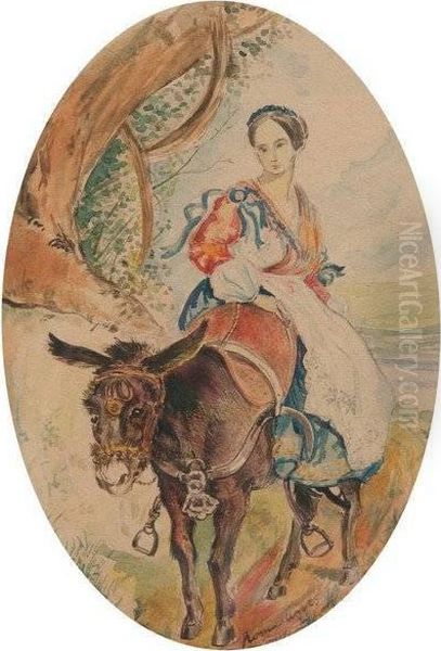Peasant Woman On A Mule - view 1