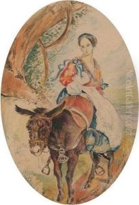 Peasant Woman On A Mule by Karl Brulloff