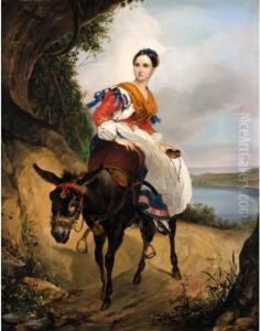 Portrait Of Olga Ferzen On A Donkey Portrait Of Olga Ferzen On A Donkey