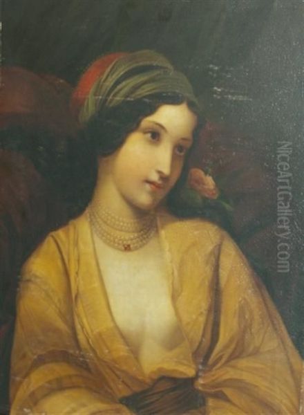 Portrait Of A Woman With Pearls And A Flower - view 1