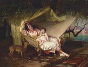 Clementine Stora And Her Daughter Lucie In An Interior, Constantinople