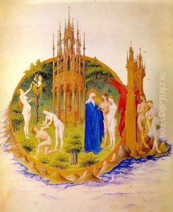 The Fall and the Expulsion from Paradise by Limbourg Brothers