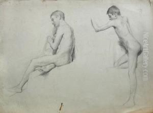 Studyof Two Male Nudes by Charles Edmund Brock