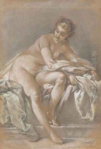 A seated female nude by Francois Boucher