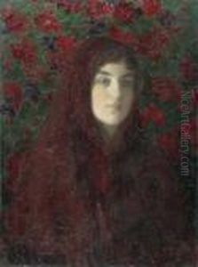 Portrait Of A Woman With A Red Head Cloth.
