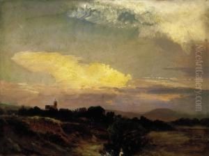 Landscape With The Sun Setting by Sandor Brodszky