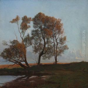 Late Summer Evening Near A Coast In The Light Of The Half-moon by Alfred K. Harald Broge