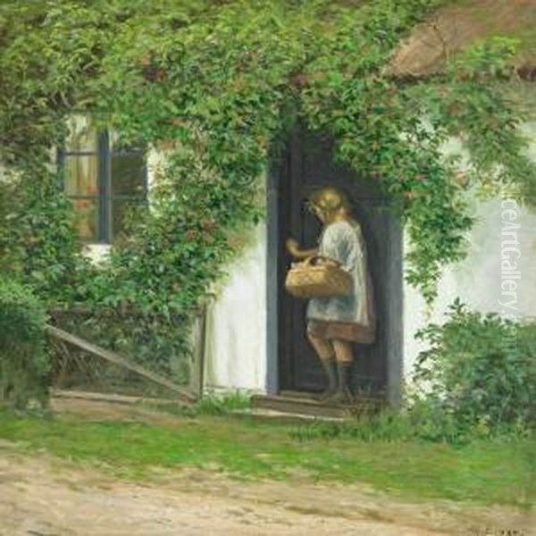 A Young Girl With A Basket - view 1